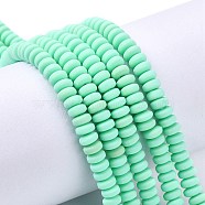 Handmade Polymer Clay Beads Strands, for DIY Jewelry Crafts Supplies, Flat Round, Aquamarine, 6~7x3mm, Hole: 1.5mm, about 113~116pcs/strand, 15.55 inch~16.14 inch(39.5~41cm)(CLAY-N008-008P)
