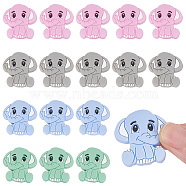 16Pcs 4 Colors Elephant Silicone Beads, DIY Nursing Necklaces and Bracelets Making, Chewing Pendants For Teethers, Mixed Color, 29x29x10mm, Hole: 2mm, 4pcs/color(SIL-OC0001-07)