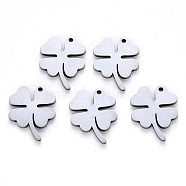 304 Stainless Steel Pendants, Laser Cut, Clover, Stainless Steel Color, 17x13.5x1mm, Hole: 1.2mm(X-STAS-N092-42)