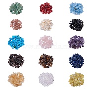Gemstone Chips Beads, Natural Green Aventurine, Sunstone, Natural Jade, Natural Red Jasper, Smoky Quartz, Citrine, Aquamarine, Lapis Lazuli, Synthetic Turquoise, Freshwater Shell, Mixed Color, 17.4x10x2.15cm(G-PH0034-03)