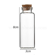 Glass Bottle, with Cork Plug, Wishing Bottle, Column, Clear, 3x8cm, Capacity: 40ml(1.35fl. oz)(CON-WH0085-71D)