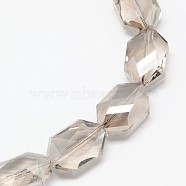 Faceted Hexagon Glass Beads Strands, Light Grey, 18x12x8.5mm, Hole: 1mm, about 40pcs/strand, 25.5 inch(EGLA-F089-02)