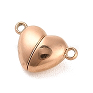 304 Stainless Steel Magnetic Clasps, Heart, Rose Gold, 10.5x17x6.5mm, Hole: 1.5mm(STAS-K265-01A-RG)