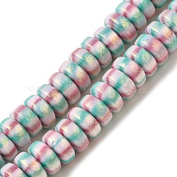 Handmade Polymer Clay Beads Strands, with Glitter Powder, Rondelle, Mixed Color, 7~7.5x3~3.5mm, Hole: 1.6mm, about 116~118pcs/strand, 15.55~15.94''(39.5~40.5cm)(CLAY-H006-03A)