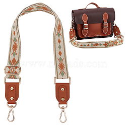 Bohemian Style Rhombus Pattern Cloth Wide Bag Handles, Adjustable Bag Strap, with Zinc Alloy Swivel Clasp, Purse Replacement Accessories, Peru, 78.5~128x3.65cm(FIND-WH0136-51A)