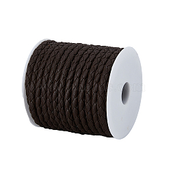 Round PU Leather Braided Cord, for Clothes, knitting Decor, Coconut Brown, 5mm, about 10.94 Yards(10m)/Roll(LC-WH0012-03B-02)