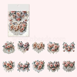 20 Pcs Herbal Ballads Vintage Stickers, 4 Styles Sealing Stickers, Label Paster Picture Stickers, for Scrapbooking, Kid DIY Arts Crafts, Album, Pink, 55~61x58~60x0.1mm(DIY-Z038-05A)