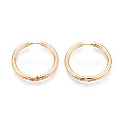 304 Stainless Steel Hoop Earrings, Ion Plating(IP), Real 18K Gold Plated, 24x25x2.5mm(EJEW-T048-24E-G)