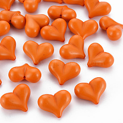 Opaque Acrylic Beads, Heart, Coral, 17x22x10mm, Hole: 1.4mm, about 255pcs/500g(MACR-S373-70-A05)