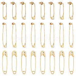CHGCRAFT 24Pcs 3 Styles Grade AAA Brass Brooch Findings and Brass Safety Pins, Mixed Color, 8pcs/style(KK-CA0001-33G)