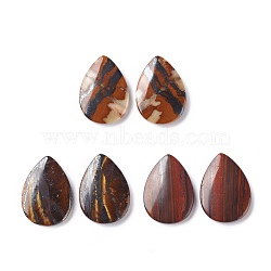 Natural Tiger Iron Cabochons, Teardrop with Pattern, 25x18x4mm, about 2pcs/pair(G-D478-04A-01)