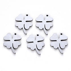 304 Stainless Steel Pendants, Laser Cut, Clover, Stainless Steel Color, 17x13.5x1mm, Hole: 1.2mm(X-STAS-N092-42)