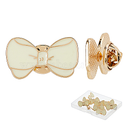 16Pcs Bowknot Enamel Pins, Zinc Alloy Brooches for Backpack Clothes, Cornsilk, 16x27.5mm(JEWB-FH0002-01B)