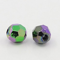 Eco-Friendly Transparent Poly Styrene Acrylic Beads, Faceted, Round, AB Color, Black, 6mm, Hole: 1mm, about 5000pcs/500g(TACR-PL642-6mm-36)