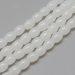 Baking Painted Glass Beads Strands, Oval, Imitation Jade, WhiteSmoke, 8~8.5x6~6.5mm, Hole: 1.5mm, about 96pcs/strand, 32.2 inch(X-DGLA-S115-8x6mm-Y01)