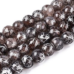 Drawbench Crackle Glass Beads Strands, Rondelle, Gray, 8x7mm, Hole: 1.2mm, about 109~113pcs/strand, 30.51~31.30 inch(77.5~79.5cm)(GLAA-N006-8mm-01)