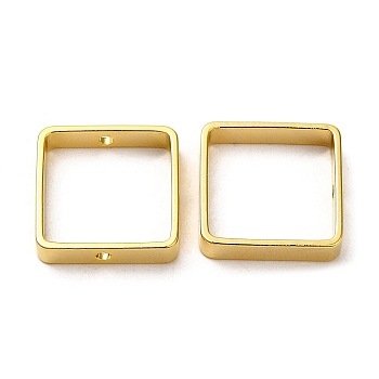 Rack Plating Brass Bead Frame, Cadmium Free & Lead Free, Square, Real 24K Gold Plated, 12x12x2.5mm, Hole: 1mm