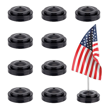 Plastic Mini Flag Stands, Table Flag Holders, Mini Flag Round Bases, Black, 63x23mm, Hole: 5.2mm