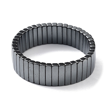 Non-Magnetic Synthetic Hematite Beaded Stretch Bracelets, Tile Bracelet, Rectangle, Inner Diameter: 2 inch(5.1cm), Bead: 16x4mm