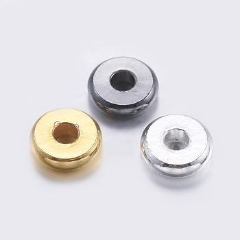 Brass Spacer Beads, Flat Round, Mixed Color, 6x1.5mm, Hole: 2mm