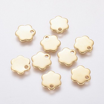 201 Stainless Steel Charms, Flower, Golden, 10x10x1mm, Hole: 1.6mm