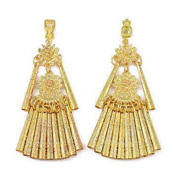Bohemia Zinc Alloy Clip-on Earrings, Chandelier Earrings for Women, Golden, 78x17mm