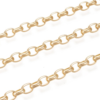 Brass Cable Chains, with Spool, Long-Lasting Plated, Unwelded, Real 18K Gold Plated, 8x6x2.5mm, about 16.4 Feet(5m)/roll