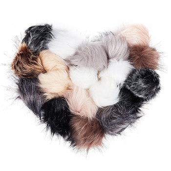 20Pcs 10 Colors Faux Fox Fur Fluffy Pompom Ball, with Elastic Loop, for Hats Shoes Scarves Bag Charms Accessories, Mixed Color, 8cm, 2pcs/color