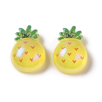 Glitter Plated Resin Cabochons, Fruit, Pineapple, 21x16x9.5mm