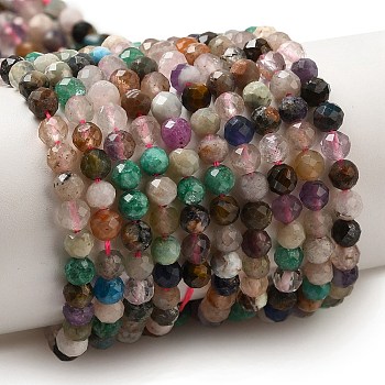 Natural Mixed Stone Beads Strands, Faceted, Round, 4mm, Hole: 0.7mm, about 85~88pcs/strand, 15 inch~15.55 inch(38.2~39.5cm)