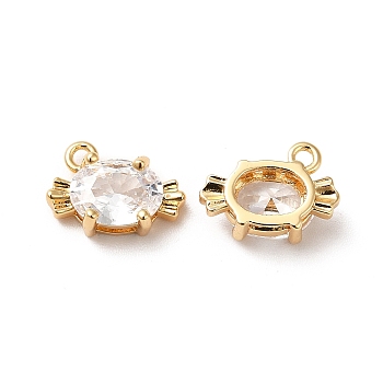 Clear Glass Charms, with Brass Findings, Candy, Real 18K Gold Plated, 8.5x12x5mm, Hole: 1.2mm
