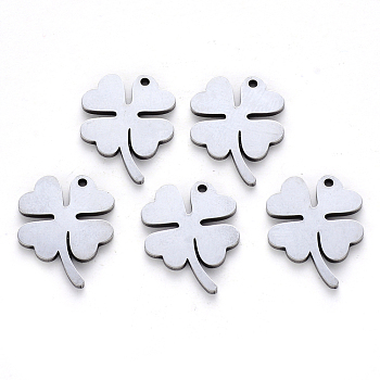 304 Stainless Steel Pendants, Laser Cut, Clover, Stainless Steel Color, 17x13.5x1mm, Hole: 1.2mm