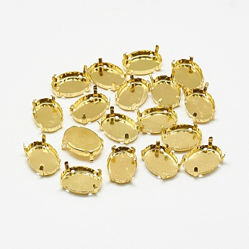 201 Stainless Steel Sew on Prong Settings, Claw Settings for Pointed Back Rhinestone, Oval, Golden, Tray: 7x4.5mm, 7.5x5x4mm, Hole: 1mm