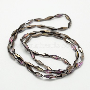 Faceted Half Plated Rice Electroplated Glass Beads Strands(EGLA-F103-01C)-3