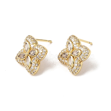 Brass Micro Pave Cubic Zirconia Stud Earrings(KK-CBA8324-25G-02)-4