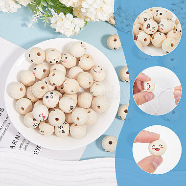 60Pcs 6 Styles Unfinished Natural Wood Printed Beads(WOOD-GL0001-13A)-4