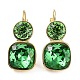 Glass Square Leverback Earrings(EJEW-P245-02G)-2