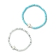 2Pcs 2 Style Natural Howlite & Synthetic Turquoise & 304 Stainless Steel Cross Beaded Stretch Bracelets Set(BJEW-JB09465-01)-1