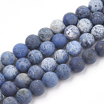 Natural Dumortierite Quartz Beads Strands, Frosted, Round, 10~11mm, Hole: 1.2mm, about 36~38pcs/strand, 36~37.5cm(G-T106-061)