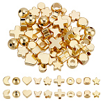 60Pcs 10 Styles Brass Beads, Mixed Shapes, Real 18K Gold Plated, 4~8x4~8x2~5.5mm, Hole: 1~3mm, 6pcs/style(KK-ME0001-95)