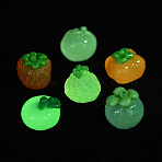 Luminous Transparent Resin Cabochons,  Mixed Fruits, Strawberries & Peaches & Persimmons & Apples, Glow in the Dark, Mixed Color, 12.5~13x11.5~12x10~12mm(RESI-K043-27)