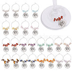 24Pcs Natural Gemstone Wine Glass Charms, Alloy Tree of Life Wine Glass Charms, 50mm(AJEW-CA00007)