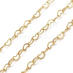 Brass Heart Link Chains, Lead Free & Cadmium Free, Rack Plating, Long-Lasting Plated, with Spool, Soldered, Real 18K Gold Plated, 3x4.5x0.5mm(CHC-H113-14A-G)