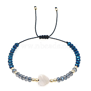 Bohemian Adjustable Heart Shell Braided Bracelets, Faceted Glass Bracelets for Women(WP0993)