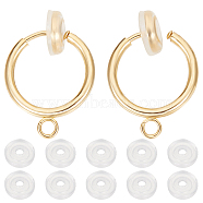 20Pcs 304 Stainless Steel Clip-on Earring Findings, For Non-pierced Earring Making, with Loop & Spring Findings, with 20pcs Comfort Silicone Pads, Golden, 17x13x4.5mm, Hole: 1.8mm(STAS-BBC0003-25)
