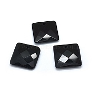 Natural Black Agate Pendants, Faceted, Rectangle, Dyed, 40x40x9~10mm, Hole: 4.5mm(G-O175-32)
