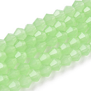 Faceted Bicone Opal Beads Strands, Light Green, 4x4mm, Hole: 1mm, about 92~96pcs/strand, 13.78~14.37 inch(EGLA-P017-01A)