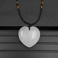 Natural Quartz Crystal Pendant Necklaces, Heart, 15.75~23.62 inch(40~60cm)(XA8803-06)