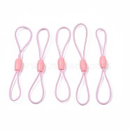 Elastic String, with Silicone Beads Buckle, for Hanging Tags, Cards, Keys, Pink, 65~78x1mm(EW-N006-001B)