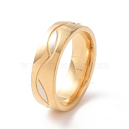Two Tone 201 Stainless Steel Leaf Wrap Finger Ring for Women, Golden, Inner Diameter: 17mm(RJEW-I089-48B)